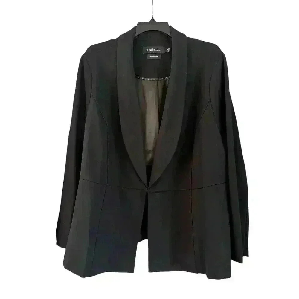 Studio by Torrid Womens Black Ponte Peplum Blazer Jacket Stretch Size 4 Career
